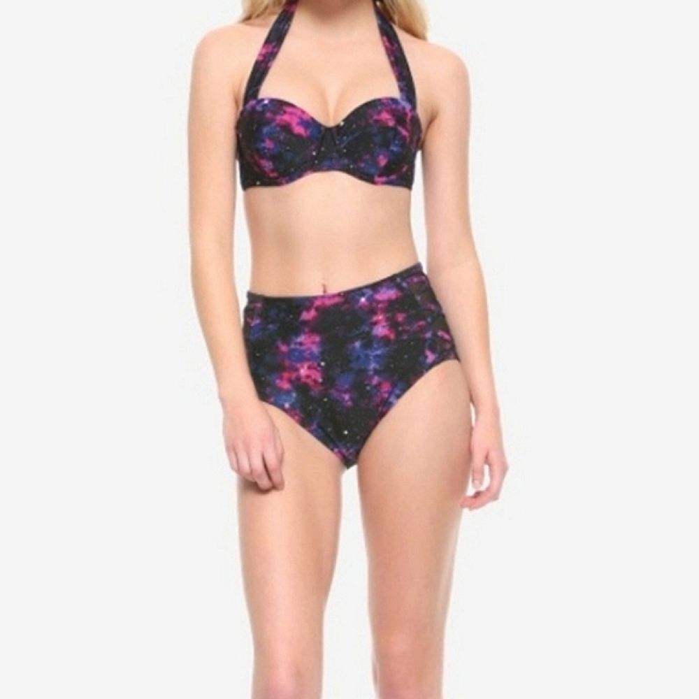 Hot Topic Galaxy Celestial Stars Hi Waist Retro Bikini Set